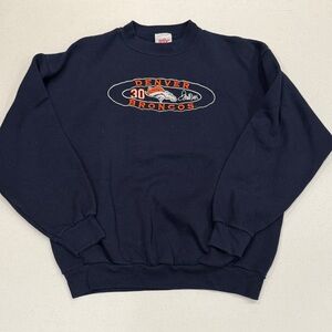 VINTAGE Denver Broncos Terrell Davis #30 Embroidered Autograph Crew Sweatshirt